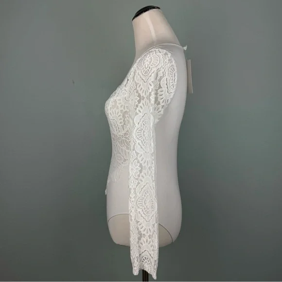 White Lace Sheer Bodysuit - Picture 4 of 7